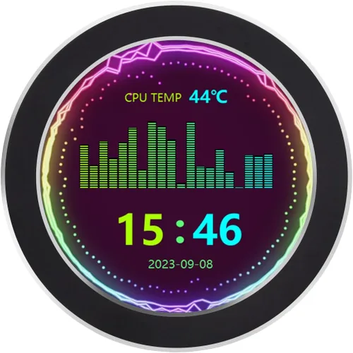 Waveshare Pantalla LCD redonda de 2.8 pulgadas, CPU/GPU, monitor de temperatura de computadora AIO para sistemas de refrigeración por agua, piezas
