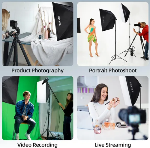 Miniatura 6 de Skytex Softbox Kit de iluminación 1 paquete de 20 x 28 pulgadas caja suave Bombilla LED E27 de 85 W 2700-6400 K E27 iluminación de fotografía