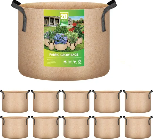 Miniatura 11 de iPower Paquete de 10 bolsas de 3 galones para plantas de tela no tejida gruesa resistente para cultivo de papas, contenedor duradero con aireación
