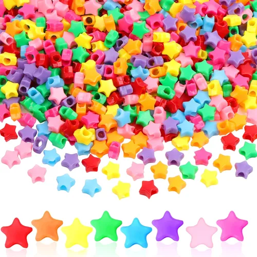 Miniatura 20 de Cuentas de plástico con forma de estrella, corazón, mariposa, caramelo y pony para hacer joyas, cuentas para el Día de San Valentín, cuentas
