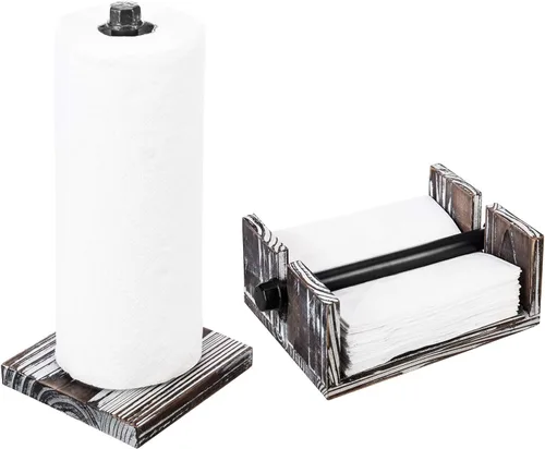 Miniatura 8 de MyGift Soporte para toallas de papel para debajo del gabinete, soporte para toallas de papel, montaje en pared, tubo industrial negro mate colgante