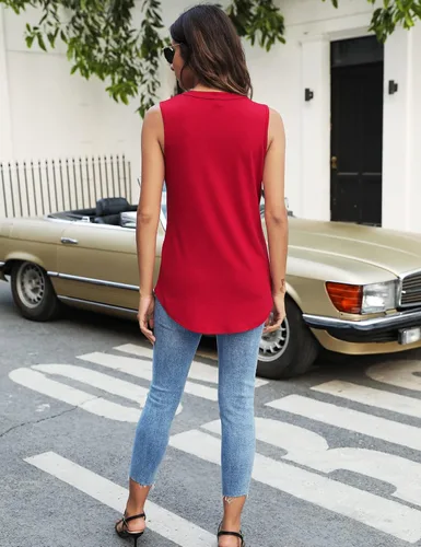 Miniatura 9 de Newchoice Camisetas sin mangas para mujer, cuello en V, sin mangas, para verano, holgadas, casuales, tallas S a 3XL
