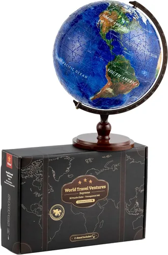 Miniatura 9 de Pintoo Rompecabezas 3D clásico pequeño globo de tierra de 6 pulgadas con 240 piezas de plástico curvas, globos del mundo para adultos unisex