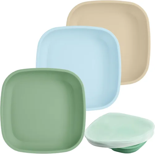 Miniatura 20 de Re-Play Plato Plano de 7" con Tapa de Silicona - Fabricado en Estados Unidos - Hecho con Silicona de Platino de Grado Médico - Con Tapa - Azul Azul