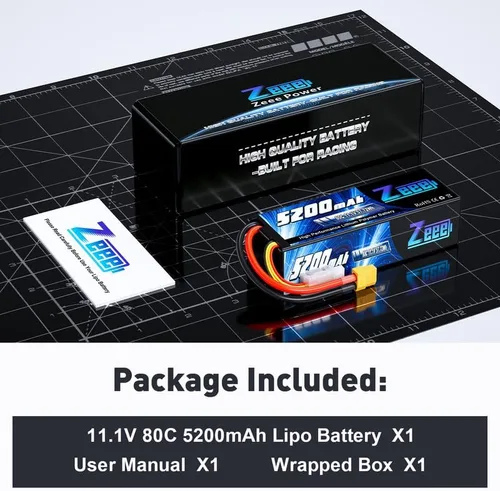 Miniatura 6 de Zeee 3S 5200mAh Lipo Battery 11.1V 80C Estuche rígido con conector XT60 para RC coche, camión, barco, avión, cuadricóptero, helicóptero, carreras
