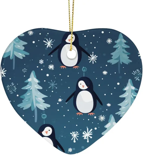 Adorno de cerámica de pingüino para árbol de Navidad, adornos de árbol de Navidad de pingüino, decoración de árbol de Navidad para familiares y