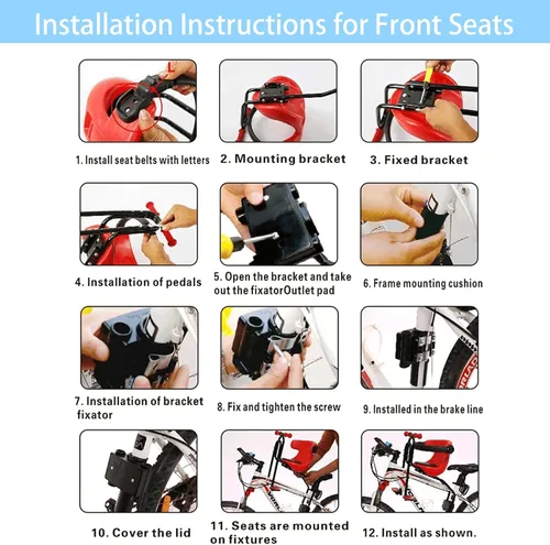 Miniatura 6 de Asiento de Bicicleta para Niños Grofyllaa, Asiento de Bicicleta para Bebé con Capacidad de 50kg Montado en la Parte Delantera con Barra de Soporte