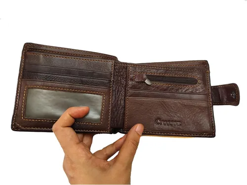 Miniatura 80 de Hombres Cool Eagle Wolf Caballo Totem Cuero Vaca Vertical Cartera Cremallera Multi-tarjeta Titular, Tótem de caballo, Minimalista