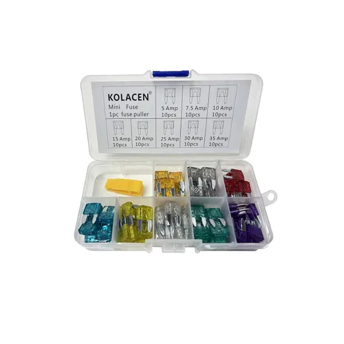 Miniatura 2 de Kit surtido de fusibles tipo mini cuchilla para automóvil, camión, 81 piezas + 3 piezas en línea de calibre 14 mini portafusibles