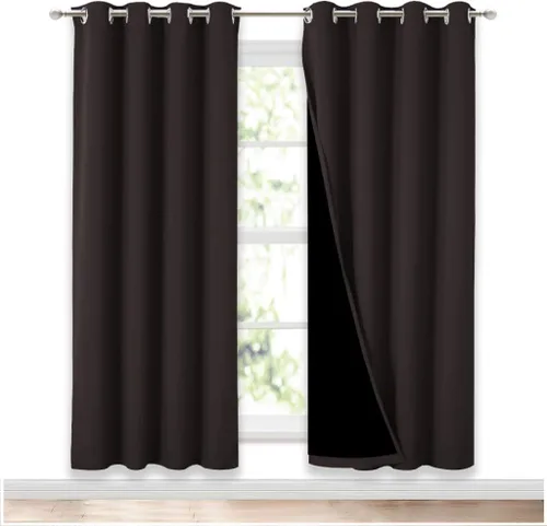 NICETOWN Paneles de cortina de ventana 100 % opacos, cortinas de bloqueo de luz completa con forro negro para guardería, cortinas térmicas de 72