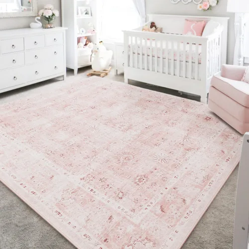 Miniatura 7 de LIMON HOME Alfombra de Área Lavable 6x9, Alfombras Grandes y Suaves para Sala de Estar Alfombra Floral Vintage Beige de 6 por 9 Alfombras de Área