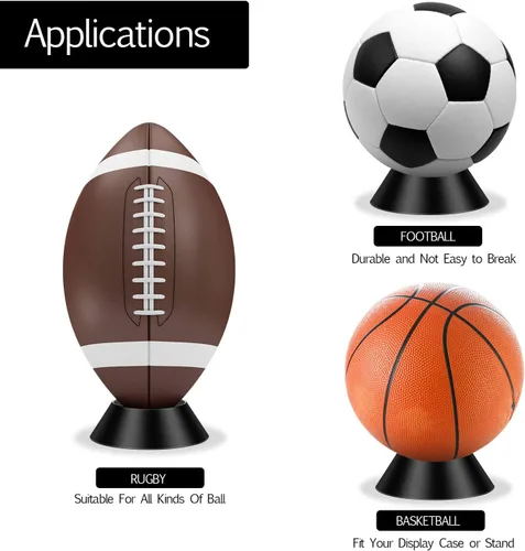 Miniatura 3 de Blulu Soporte de exhibición de bolas de memoria, 6 unidades, soporte de pedestal para fútbol, baloncesto, fútbol, voleibol, sóftbol, bolos (negro)