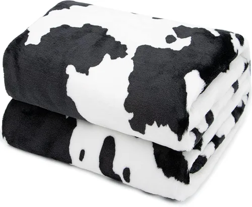 Miniatura 52 de HSEEC Manta de felpa azul con estampado de vaca, manta pequeña de franela de forro polar suave para sofá, 40 x 50 pulgadas