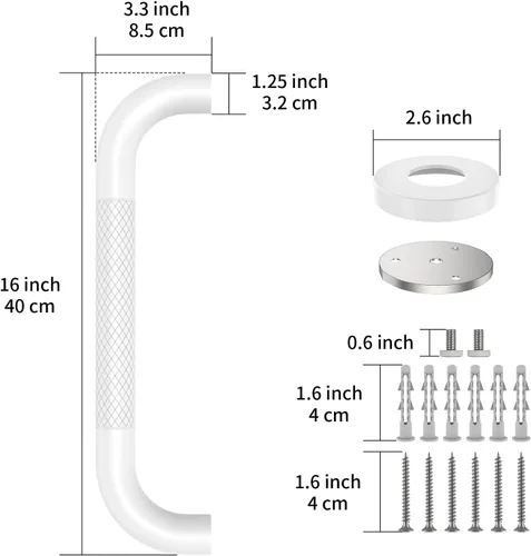 Miniatura 2 de Paquete de 2 barras de regadera de 16 pulgadas - Diámetro de 1.25", mango de barra de regadera de acero inoxidable blanco ZUEXT para baño, barra
