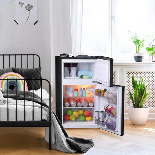 Miniatura 3 de West Bend - Mini refrigerador con congelador para dormitorio, oficina, bar o dormitorio, refrigerador compacto retro con estantes de vidrio