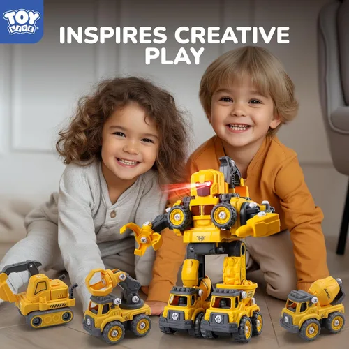 Miniatura 6 de TOY Life Juguetes para niños de 3, 4, 5, 6, 7 años, vehículos de construcción, robots transformadores, juguetes para niños, 5 en 1, juguetes