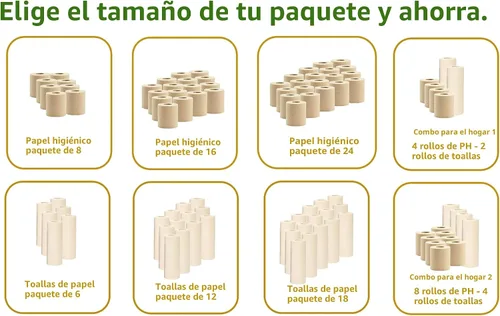 Miniatura 6 de Toallas de papel 100% de bambú, sin árboles, sin químicos, sin pelusas, duraderas, absorbentes, tamaño seleccionable de 2 capas, 90 hojas por rollo.