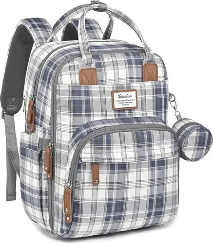 Miniatura 28 de RUVALINO Mochila para pañales, mochila de viaje multifunción, bolsa de maternidad para bebé, gran capacidad, impermeable y elegante, gris hierro