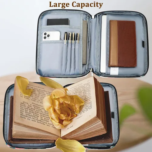 Miniatura 6 de JIANYA Funda para la Biblia para mujer, fundas de Biblia de leopardo para mujer, con asa y bolsillo con cremallera