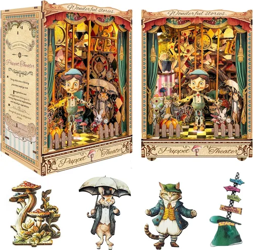 Miniatura 13 de Kit de manualidades para rincón de lectura DIY para adultos y adolescentes, rompecabezas de madera 3D en miniatura, kit de casa de muñecas