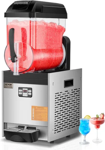 VEVOR - Máquina comercial para bebidas granizadas, tanque único de 12L, máquina para bebidas heladas de 48 tazas, máquina para batidos de margarita,