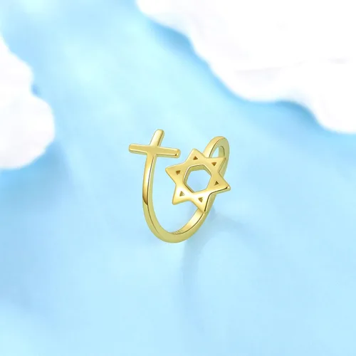 Miniatura 59 de Jewmon Anillo de plata de ley con estrella de David para mujer – Anillo ajustable Magen David – Amuleto Wicca – Regalos judíos