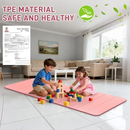 Miniatura 8 de Tapete de yoga plegable de 72 x 28 x 0.25 pulgadas, 27.6 in de ancho, antideslizante, tapete de yoga de viaje de 0.236 in de grosor, esterilla