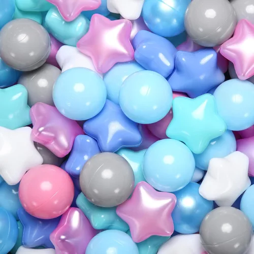 Miniatura 16 de Pelotas de Corral de Bolas Realhaha 50 100 200 500, Formas de Estrella para Bebés Niños Parque Infantil Bolas de Plástico para Bebés Piscina