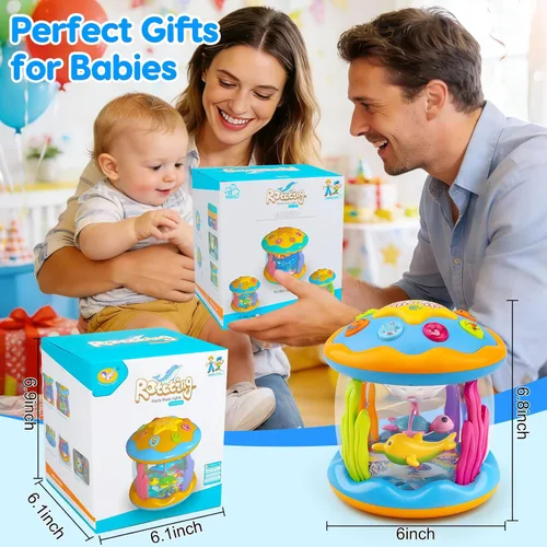 Miniatura 7 de Tsomtto Juguetes Musicales para Bebés de 12 Meses Proyector Giratorio con Luz Juguetes para Tiempo Boca Abajo de Bebés Juguete Sensorial para Niños