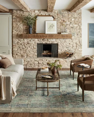 Miniatura 15 de Loloi Magnolia Home de Joanna Gaines, Colección Banks BAN-03 Azul/Laguna, 2 pies 3 pulgadas x 3 pies 9 pulgadas, altura de pelo de.13 pulgadas