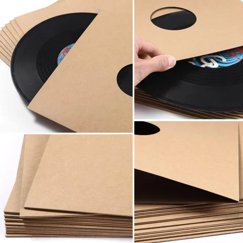 Miniatura 6 de Facmogu 10 piezas de 30,48 cm de fundas para discos de vinilo LP, fundas de discos de vinilo de cartón de 350 g/m² con acabado kraft, fundas