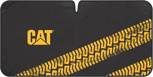 Miniatura 7 de Cat Parasol para parabrisas de automóvil/camión, parasol reflectante UV, color negro con rieles de neumáticos amarillos, tamaño jumbo 64 x 32