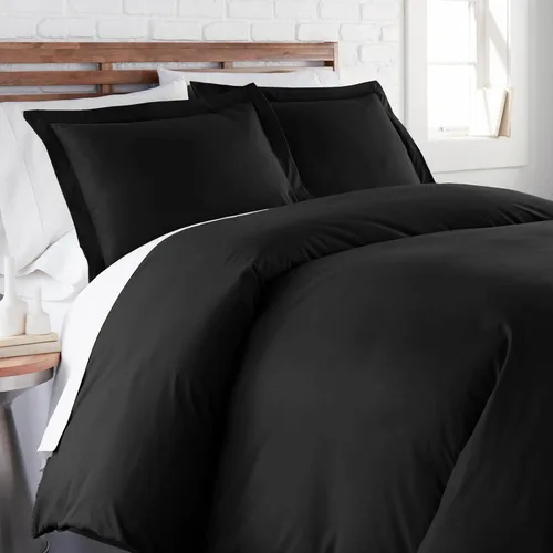 Southshore Fine Living, Inc. Funda de edredón negra – Fácil cuidado, sin arrugas, resistente a la decoloración, resistente al pelo de mascotas, Negro