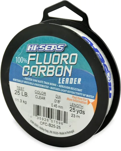 Miniatura 28 de HI-SEAS Líder de línea de pesca 100% fluorocarbono, líder invisible transparente, indetectable para peces, hundimiento rápido, 6 libras a 400 libras