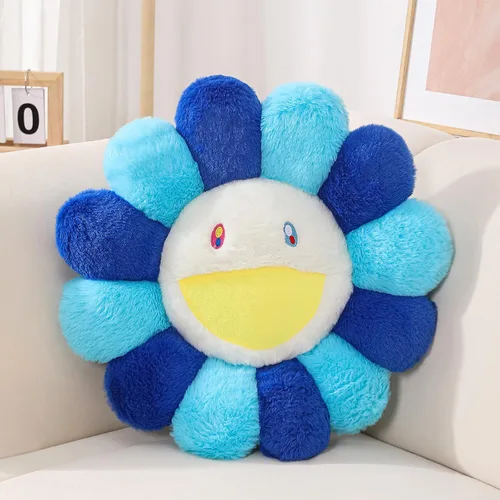 FIONOUT Almohada con forma de flor, cojín de suelo con cara de flor, almohada de felpa de girasol colorido, lindas almohadas decorativas para Blue-a