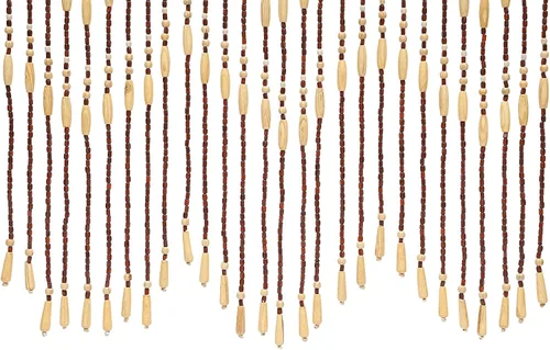 Miniatura 6 de Cortina de bambú natural para puerta, 31 hebras de flecos con cuentas para puerta, cortinas hechas a mano, cortinas colgantes con cuentas