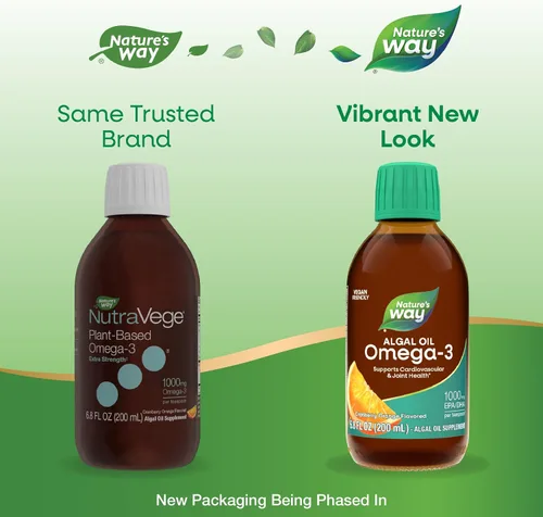 Miniatura 2 de Nature's Way NutraVege Omega-3, apoya la función ocular y cerebral*, 1000 mg de EPA/DHA por cucharadita (1), fórmula líquida apta para veganos