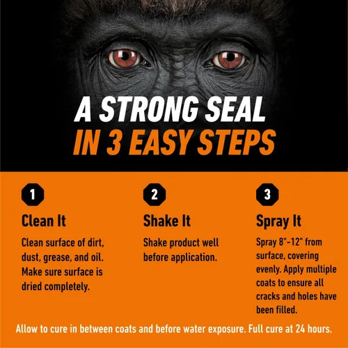 Miniatura 6 de Gorilla Aerosol blanco impermeable para parchar y sellar Transparente