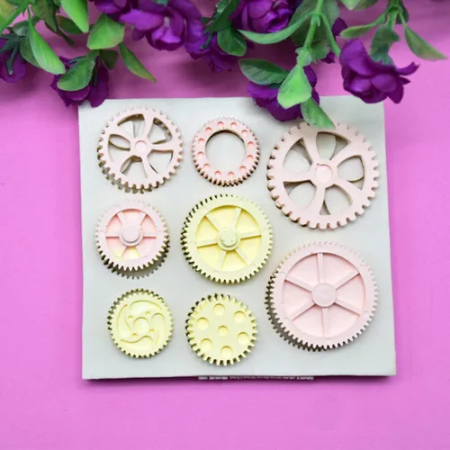 Miniatura 3 de Moldes de fondant, moldes de silicona con forma de neumático de rueda, moldes de chocolate para fondant para decoración de pasteles (gris claro)