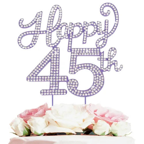 Miniatura 31 de LASKYER Decoración de feliz cumpleaños número 10, decoración de pastel de diamantes de imitación dorados de 10º cumpleaños – Letrero de metal