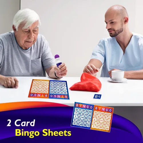 Miniatura 7 de Juego de bingo EXTRIC, juego de bingo para adultos y niños, set de bingo incluye rotuladores de bingo, tarjetas de bingo y números para llamar.