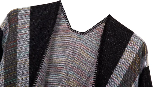 Miniatura 42 de Urban CoCo Poncho de colores para mujer, chal con frente abierto, color en bloques