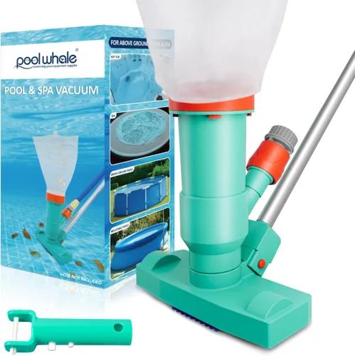 Limpiador subacuático de alta calidad para piscina, 3 cepillos de fregar, 2 bolsas de malla fina, 6 secciones telescópicas de 56.5 pulgadas y mango,