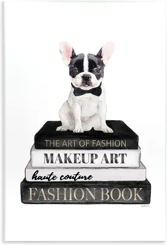 Stupell Industries Fancy Boston Terrier - Estantería para perros, diseño de Amanda Greenwood