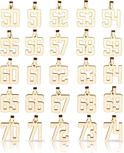 Miniatura 4 de Colgante de número 00-99 con cadena de acero inoxidable chapado en oro de 14 quilates