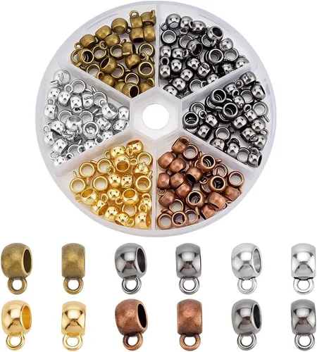 PH PandaHall 150 cuentas de columna de 6 colores, cuentas espaciadoras de tubo, diapositiva, colgante, enlaces antiguos, conector tibetano, cuentas