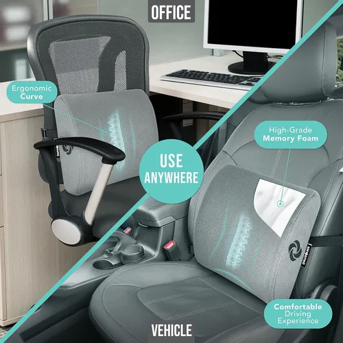 Miniatura 2 de Samsonite Almohada ergonómica de apoyo lumbar para silla de oficina, silla de juegos o automóvil, cojín de espuma viscoelástica con malla ventilada