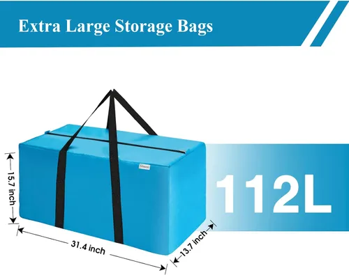 Miniatura 3 de Bolsa de mudanza extra grande, bolsa de almacenamiento resistente que ahorra espacio para embalaje de ropa, bolsa azul para mudanzas, bolsas
