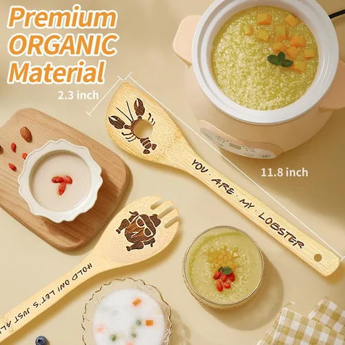 Miniatura 5 de Mercancía del programa de TV Friends - Juego de 5 cucharas espátula de madera para utensilios de cocina, decoraciones para fiestas de Friendsgiving