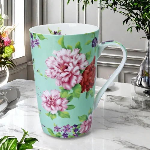 Miniatura 3 de Tazas de café lindas de 13 onzas para mujer, tazas de café con diseño floral de porcelana de hueso, tazas de té para mamá, mujeres, regalos